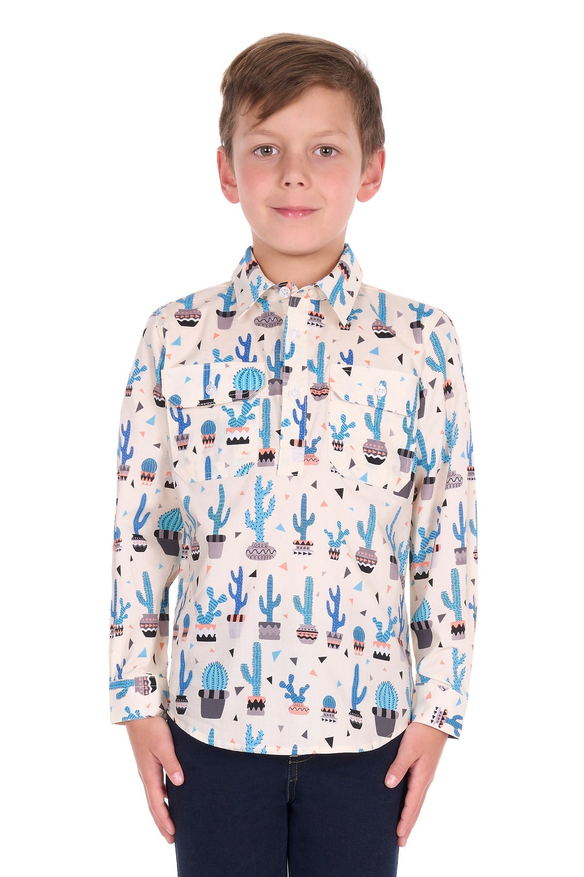 Hard Slog Kids Rocky Half Placket L/S Shirt
