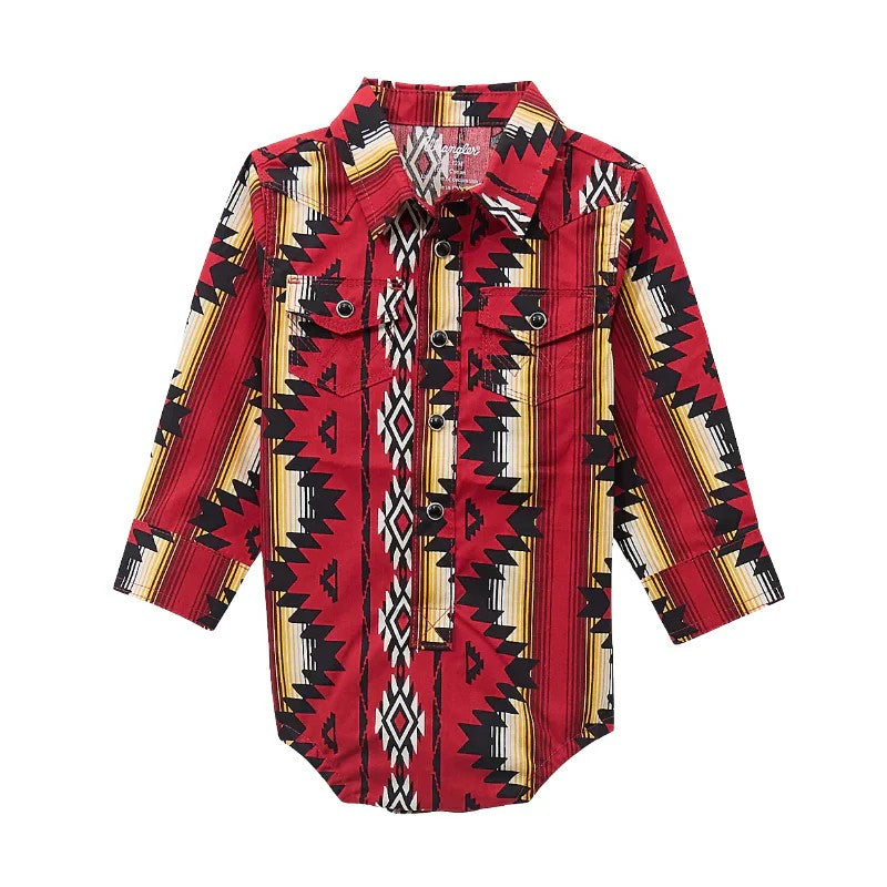 Wrangler Infant Red Multi Print Snap Bodysuit