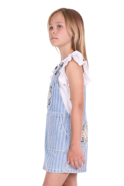 Pure Western Girls Freya Stripe Denim Pinafore Dress