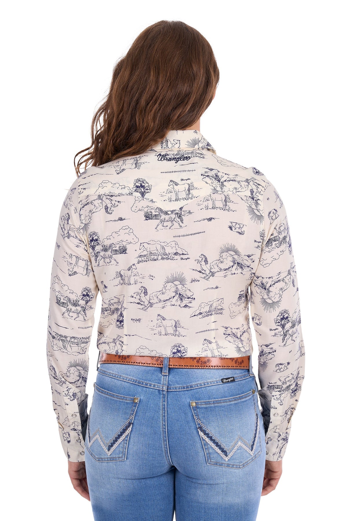 Wrangler Women’s Ivory Print Western L/S Shirt