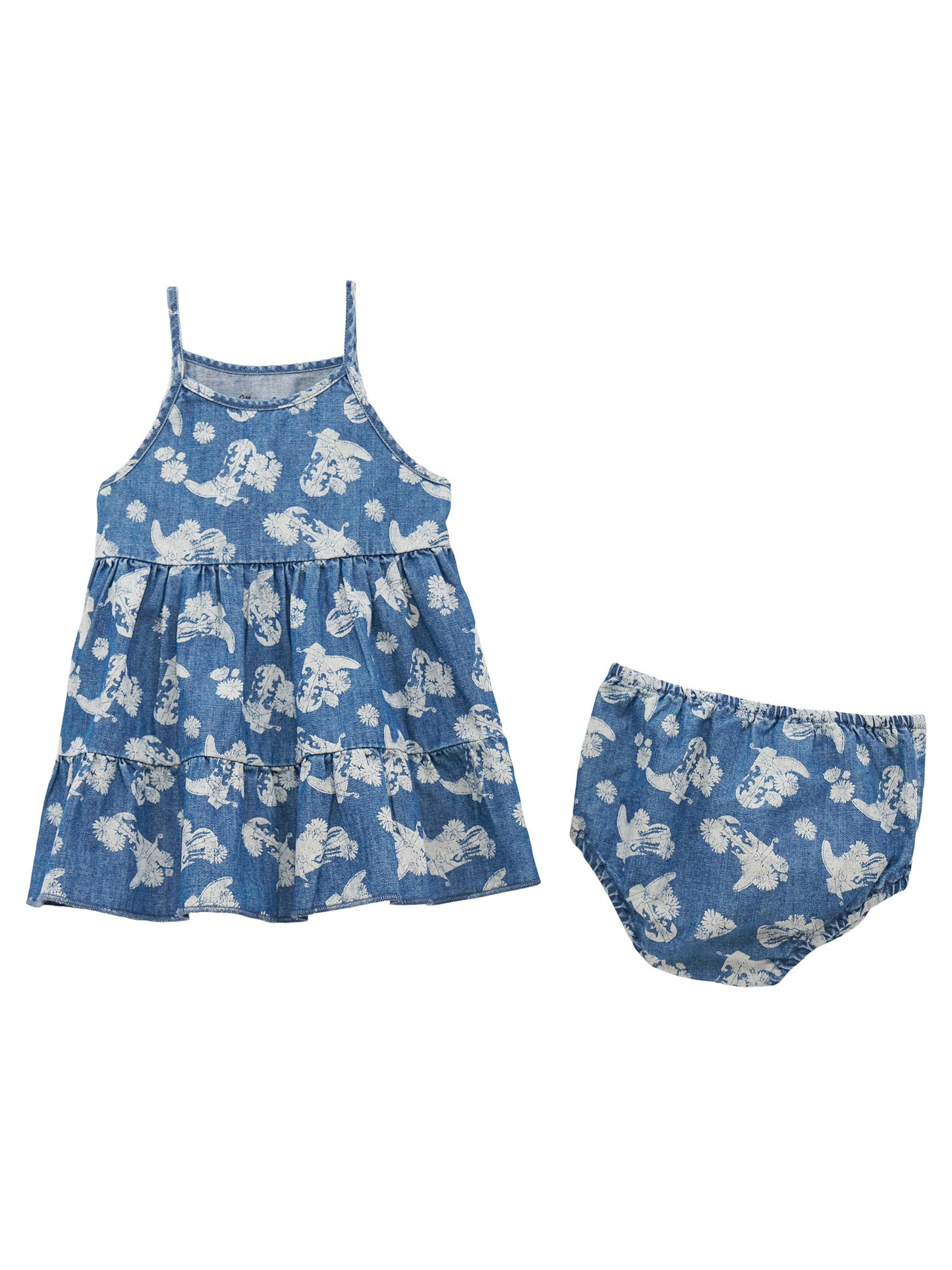 Wrangler Baby Girls Printed Denim Tiered Dress
