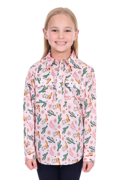 Hard Slog Girls Cleo 1/2 Placket L/S Shirt