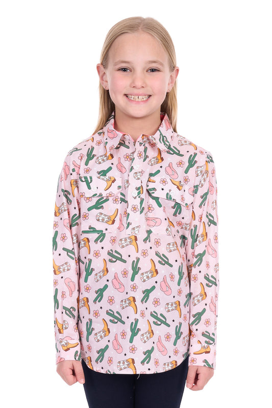 Hard Slog Girls Cleo 1/2 Placket L/S Shirt