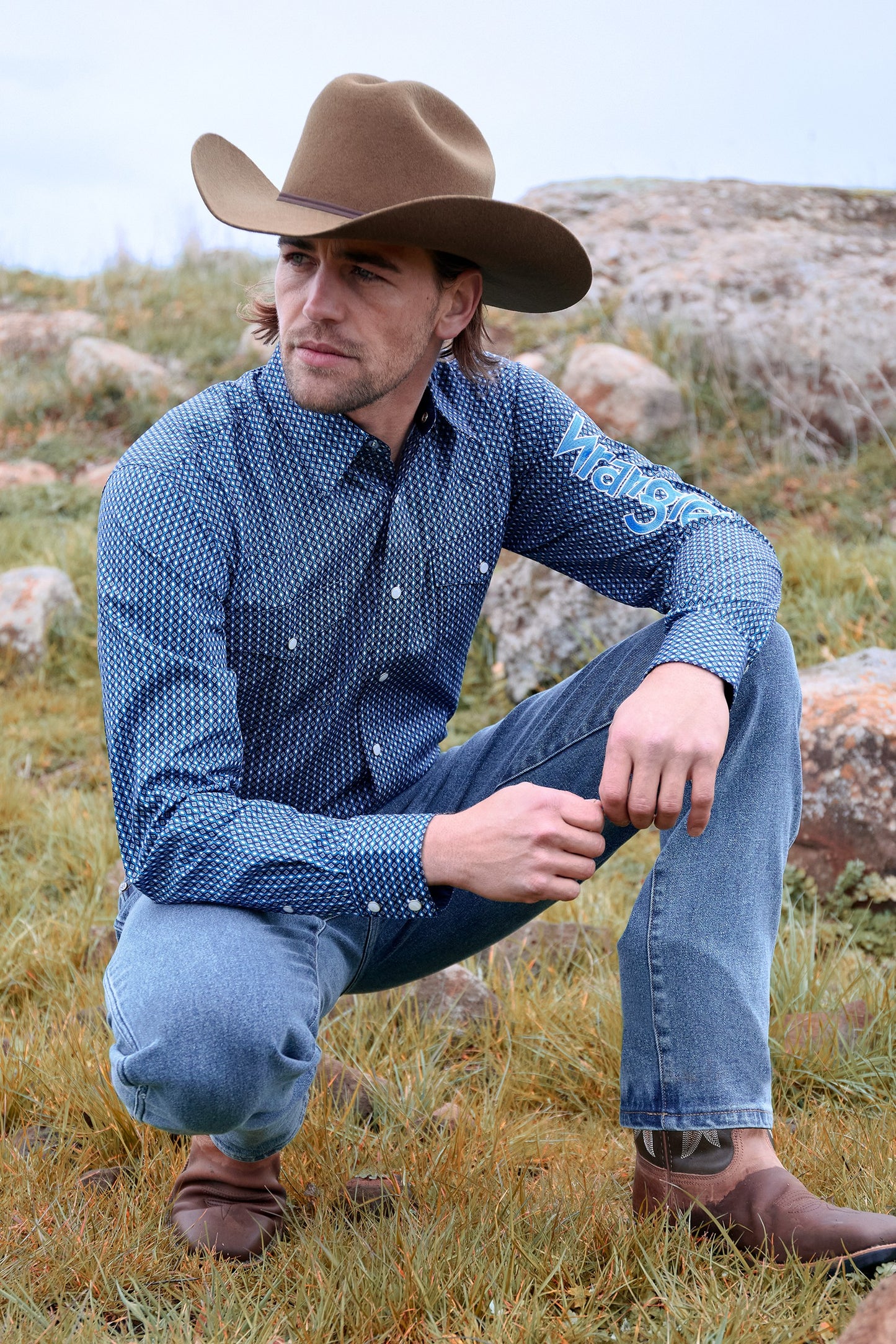 Wrangler Men's Kyle Logo L/S Shirt