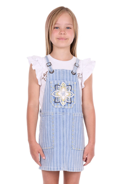 Pure Western Girls Freya Stripe Denim Pinafore Dress