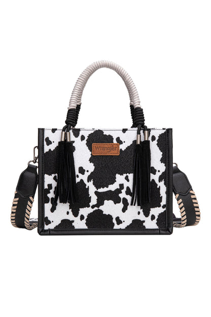 Wrangler Cow Print Tassel Crossbody Bag