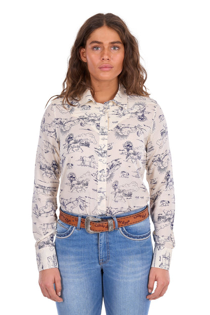 Wrangler Women’s Ivory Print Western L/S Shirt