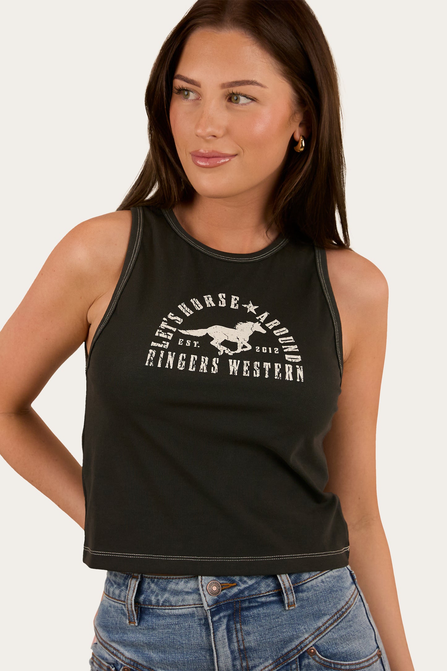 Ringers Western Women's Lets Horse Around Rib Tank