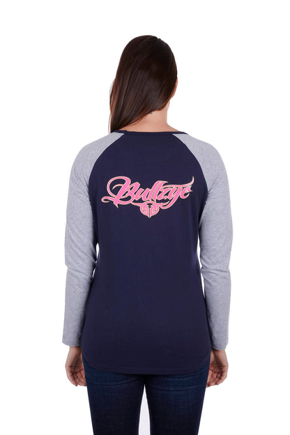 Bullzye Women's Royal L/S Raglan Tee