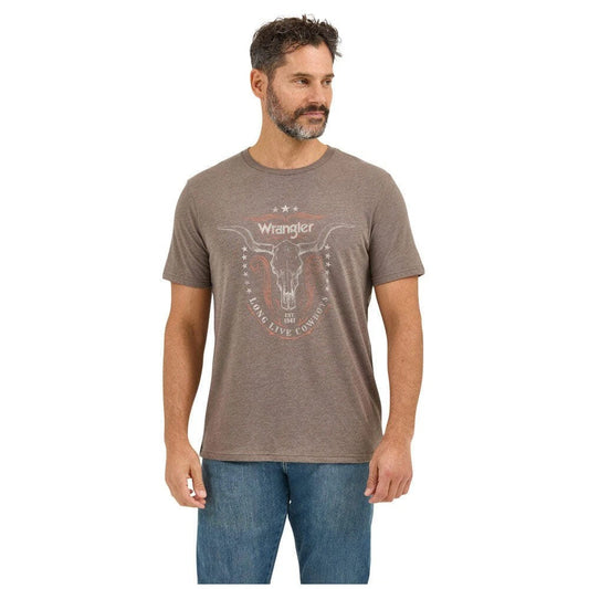 Wrangler Men's Longhorn Graphic Ss Tee - Morel Heather